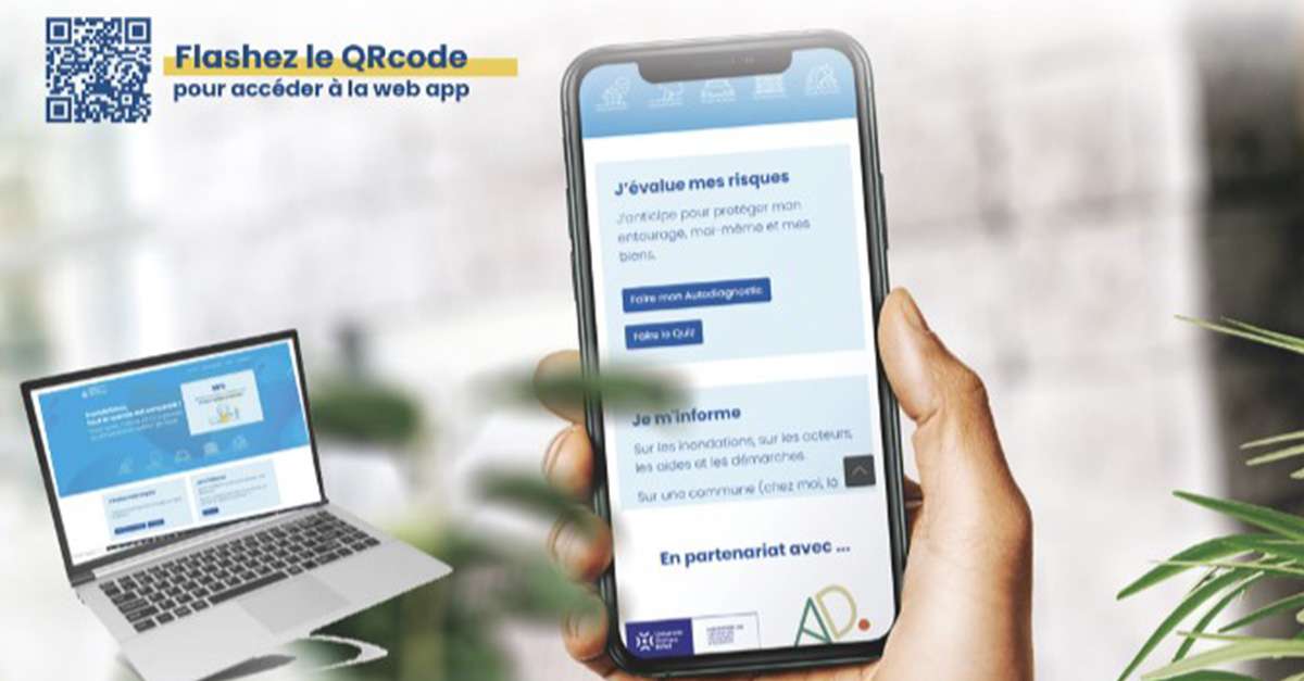 qr code à flasher pour télécharger le web appli inondation : agir en prévention