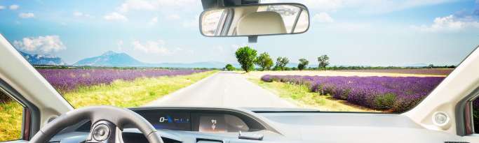 vue du conducteur avec éléments à droite et à gauche